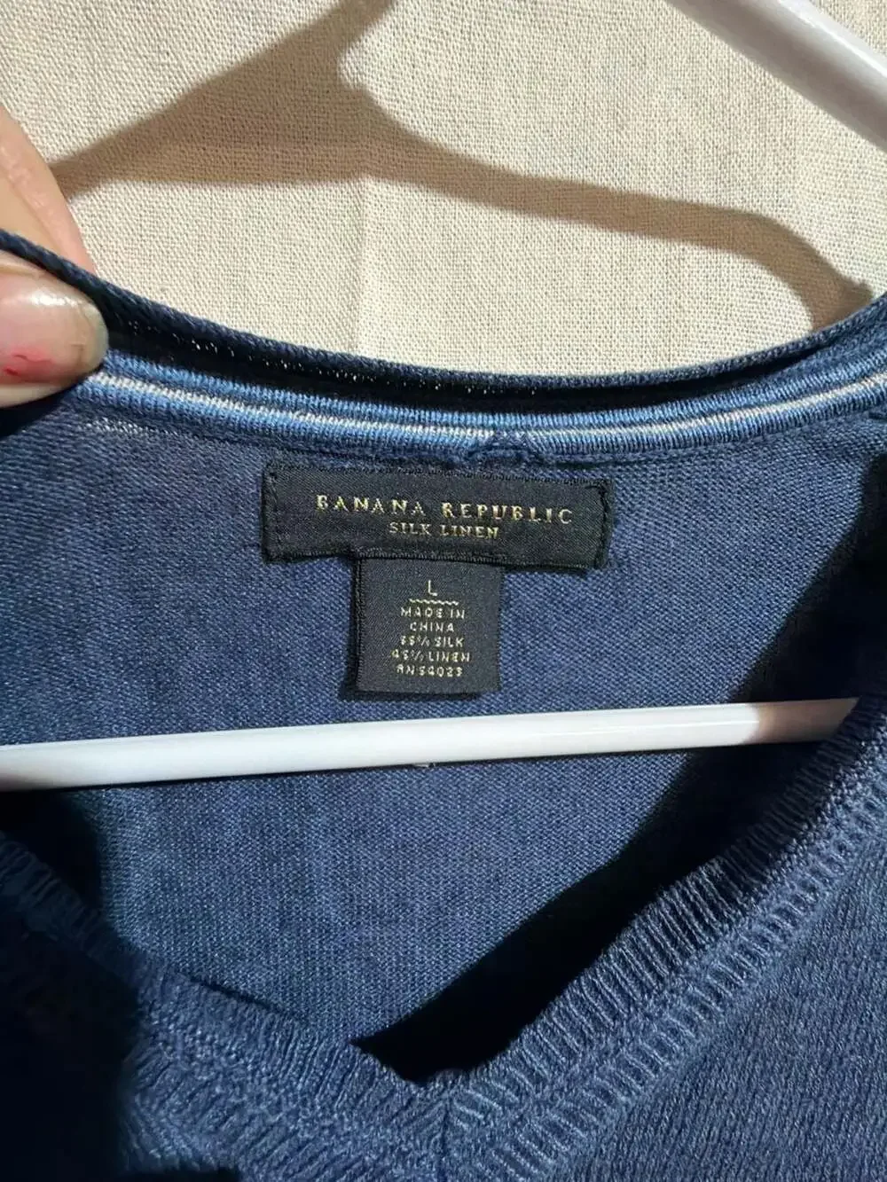 Banana Republic Silk Linen V-Neck Blue Sweater Men's Size L